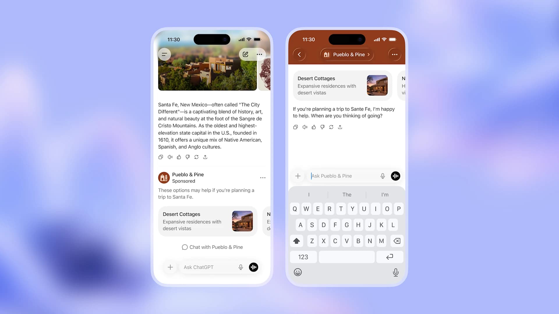 ChatGPT ad example showing sponsored content at bottom of response