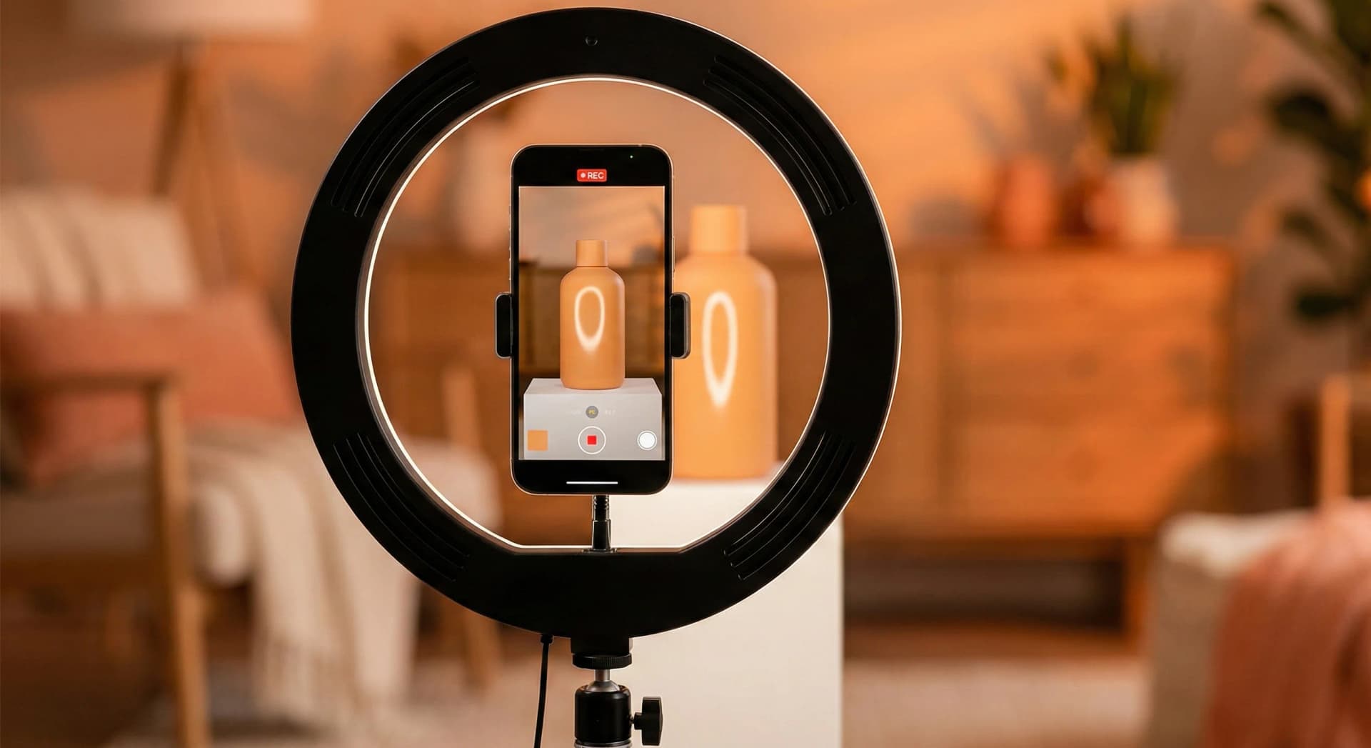 Influencer recording product content for Instagram campaign by Connascent