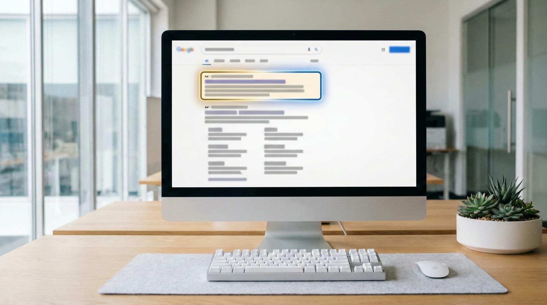 Highlighted top ad position showing less competition on Bing Ads by Connascent