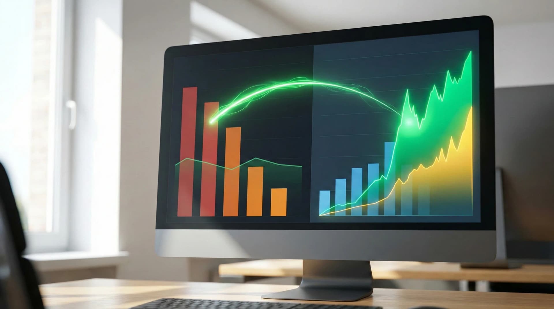 Marketing budget optimization charts showing SEO performance data from Connascent analytics