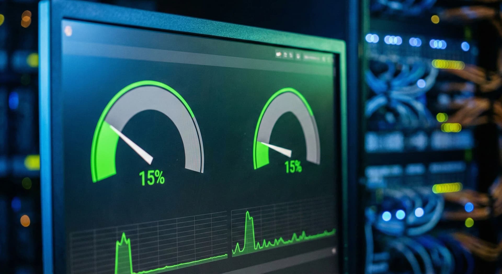 Server performance dashboard showing reduced hosting costs from Connascent optimization